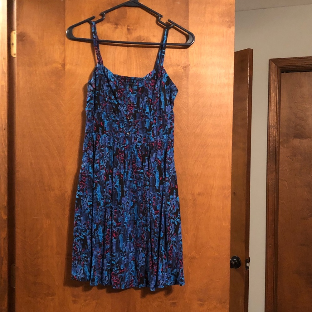 Express blue patterned print dress